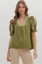 Kate Abstract Embroidered Top - Be You Boutique