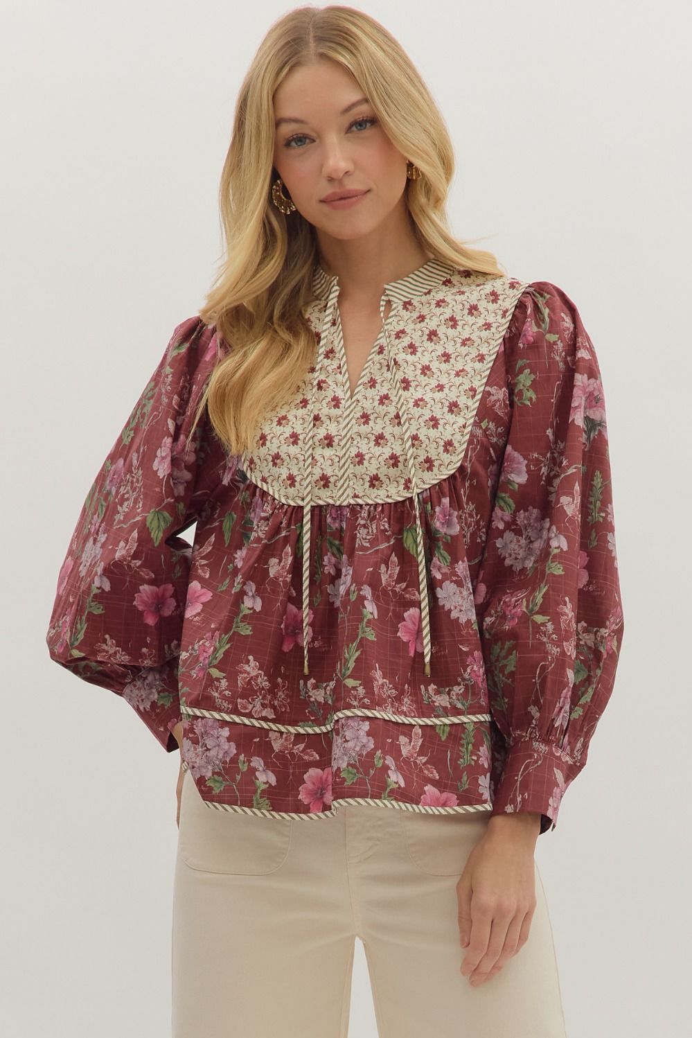 Rhonda Botanical Printed Blouse Top - Be You Boutique