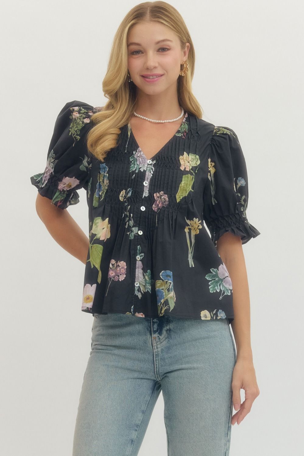 Mia Floral Puff Sleeve Top - Be You Boutique