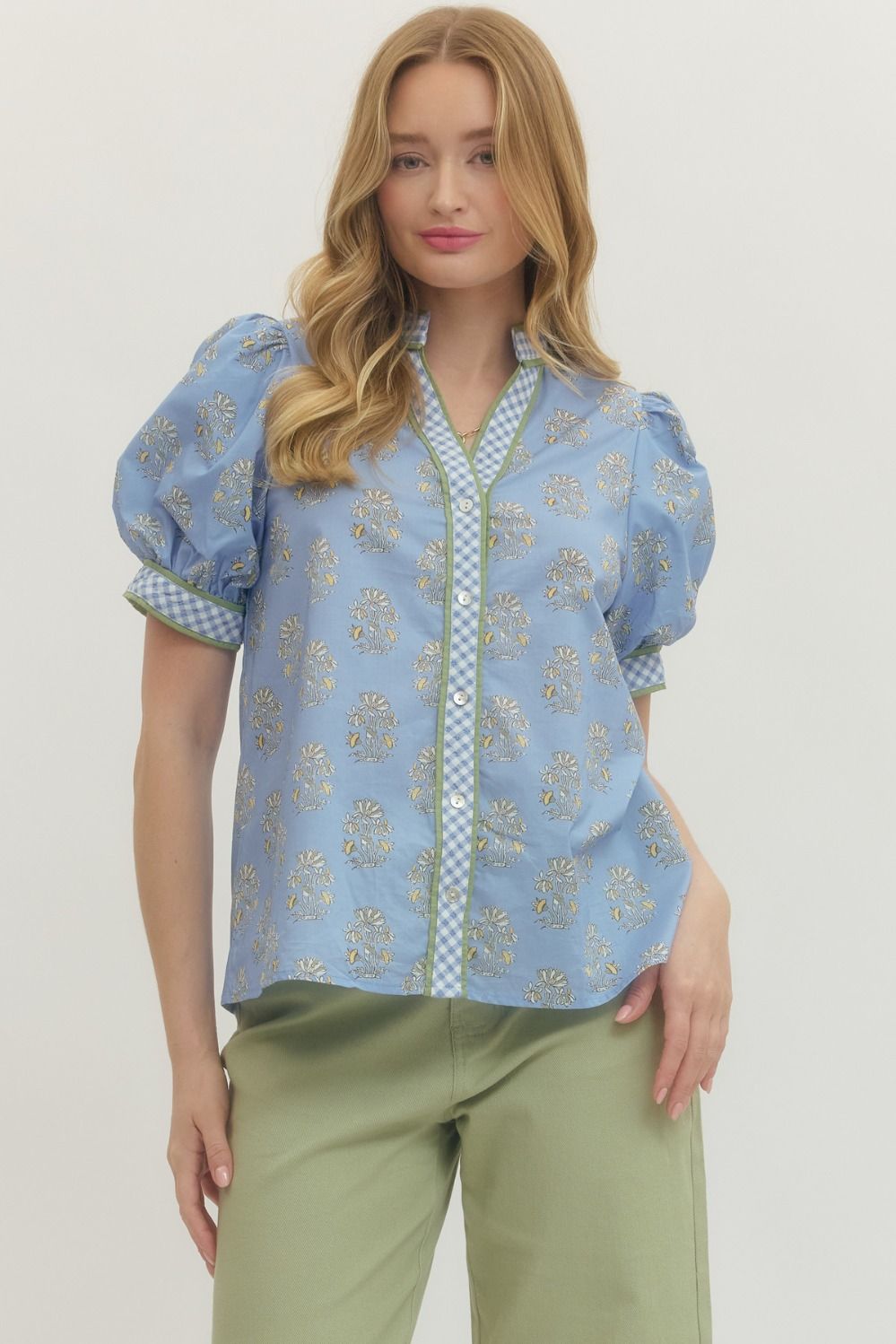 Connie Floral Printed Button Down Top - Be You Boutique
