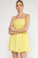 Lemon Square Neck Spaghetti Strap Dress - Be You Boutique