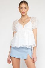 Blanche 3D Floral Applique Peplum Top - Be You Boutique