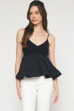 Lolly Spaghetti Strap V Neck Tiered Top - Be You Boutique