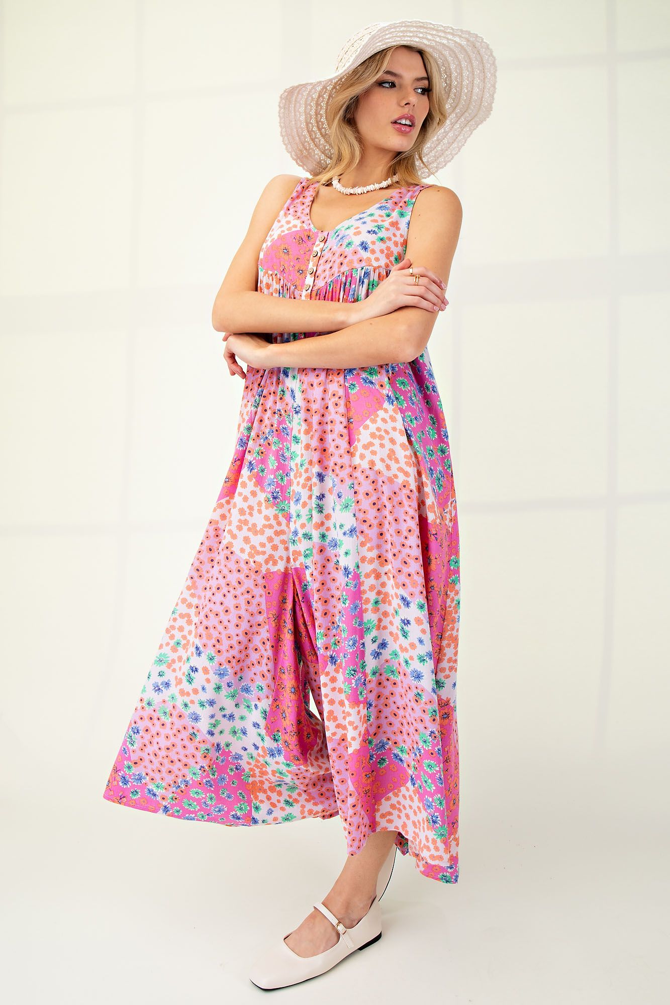 Tilly Patchwork Print Gauze Sleeveless Jumpsuit - Be You Boutique