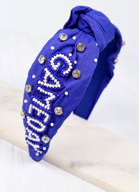 Caroline Hill Game Day Embellished Headband BLUE WHITE - Be You Boutique