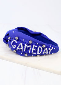 Caroline Hill Game Day Embellished Headband BLUE WHITE - Be You Boutique
