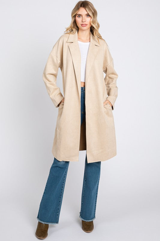 Gia Long Sleeve Suede Coat Jacket - Be You Boutique