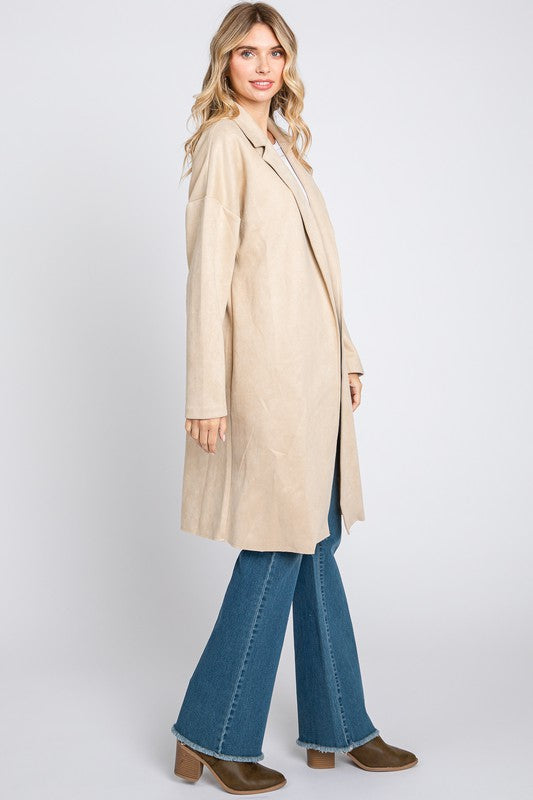 Gia Long Sleeve Suede Coat Jacket - Be You Boutique