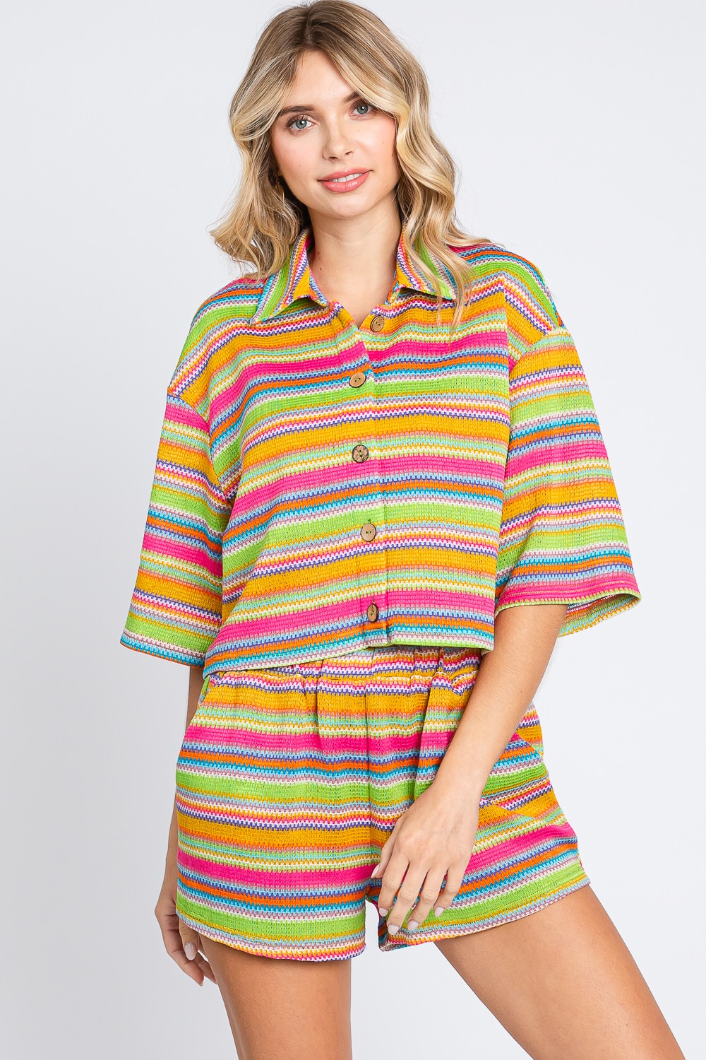 Lila Multi Color Stripe Lounge Set - Be You Boutique