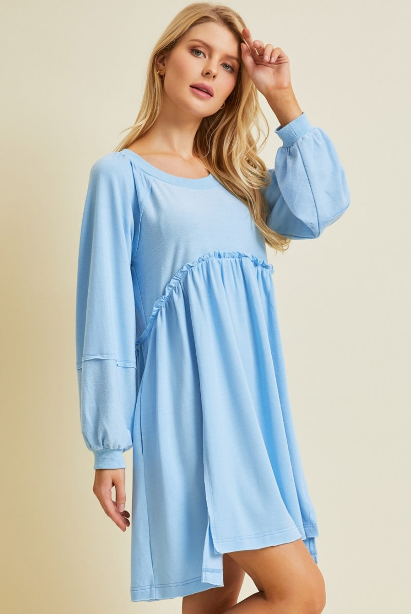 Hallie Round Neck Flare Babydoll Dress - Be You Boutique