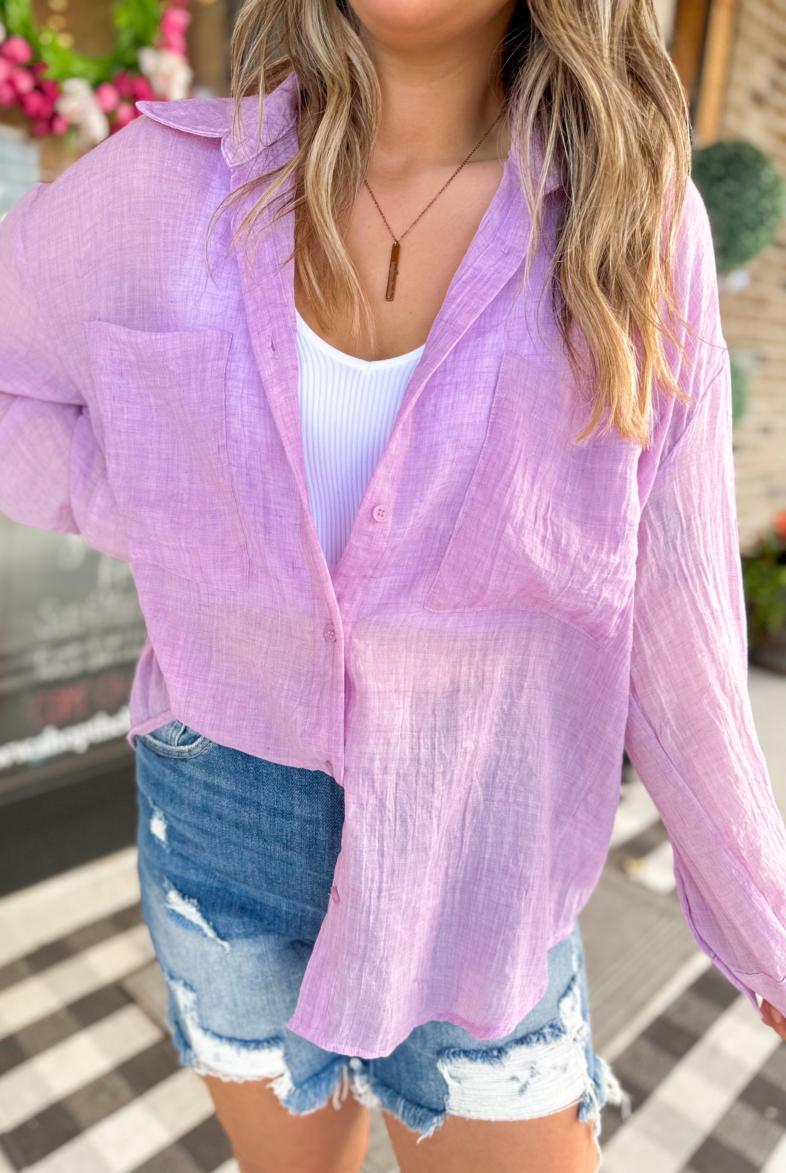 Kenny Long Sleeve Button Down Shirt Tunic - Be You Boutique