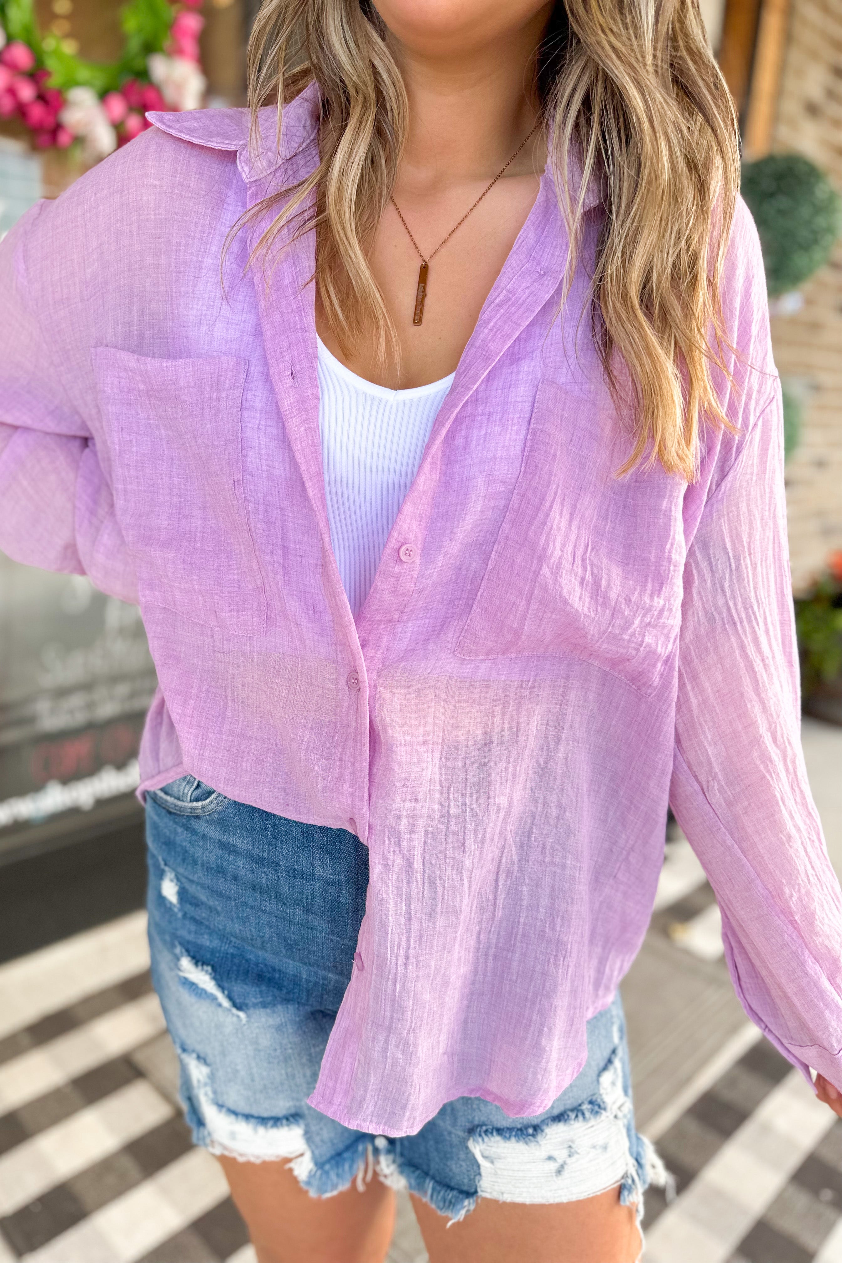Kenny Long Sleeve Button Down Shirt Tunic - Be You Boutique