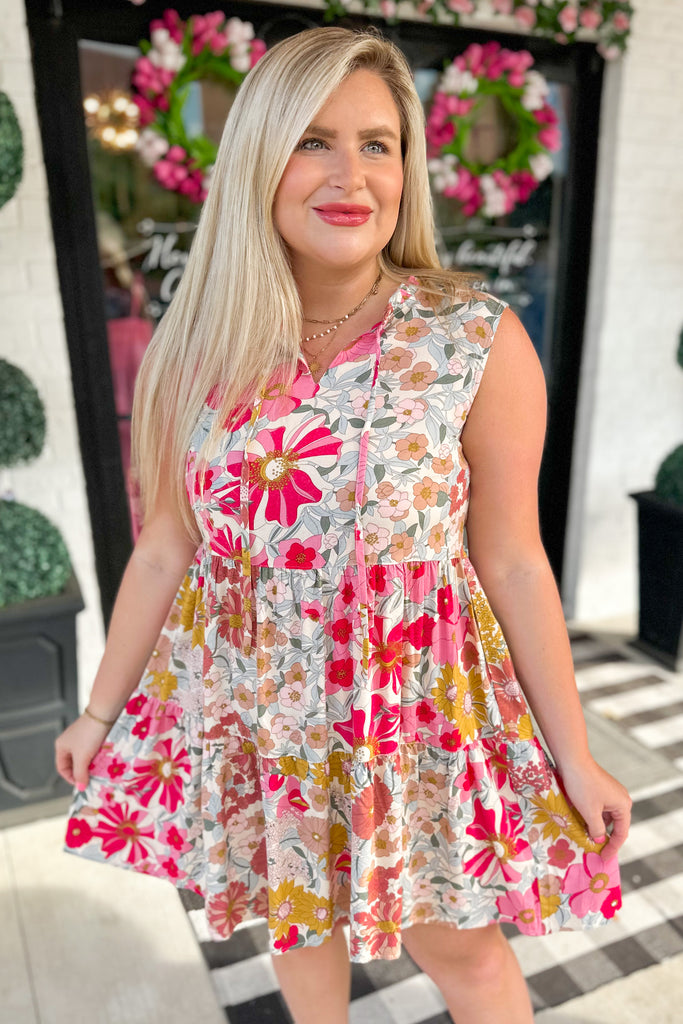 Peter Ruffle Collar Floral Print Dress - Be You Boutique