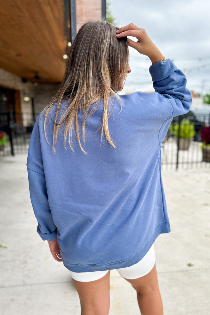 Joce Washed Fleece Oversize Cotton Sweatshirt Crewneck Top - Be You Boutique