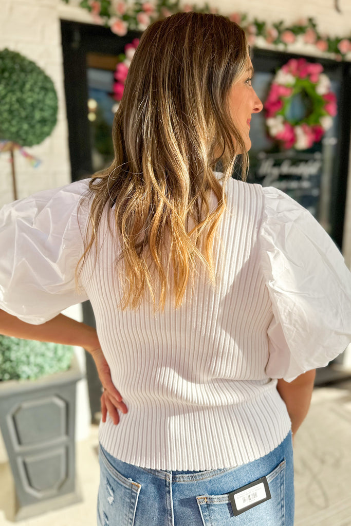 Peggy Poplin Bubble Sleeve Top - Be You Boutique