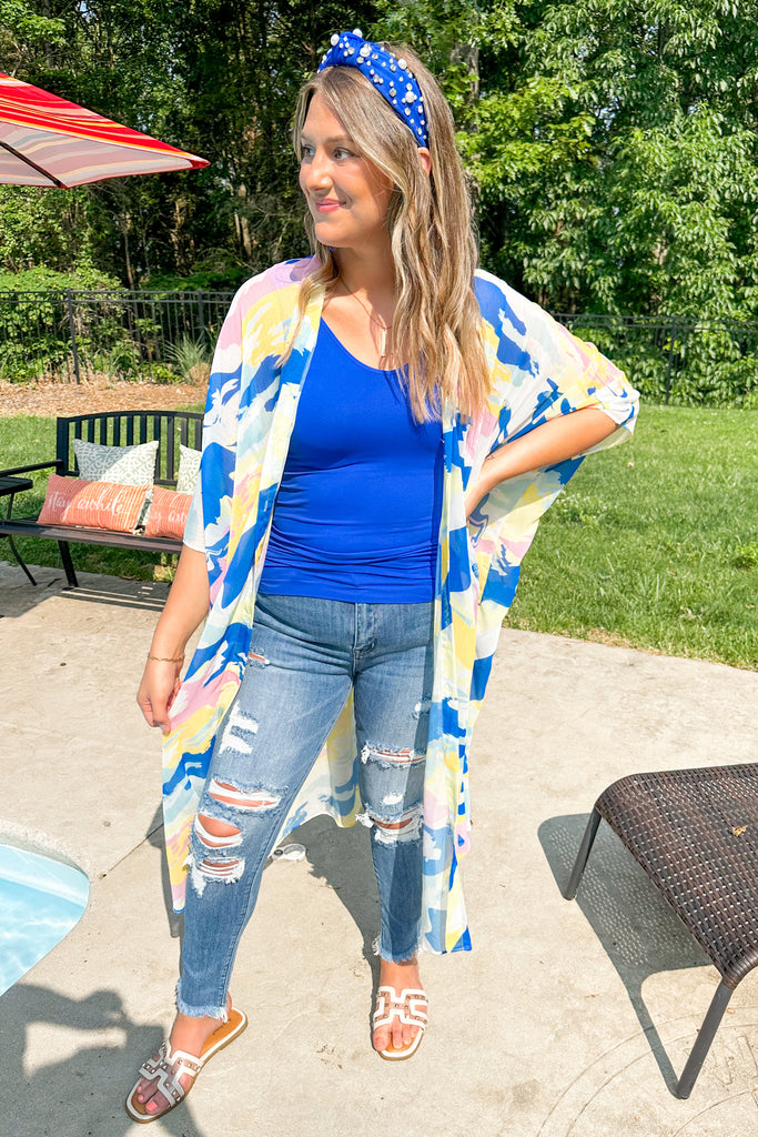Camden Multi Color Button Up Printed Chiffon Kimono Cardigan - Be You Boutique
