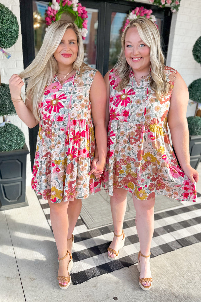 Peter Ruffle Collar Floral Print Dress - Be You Boutique