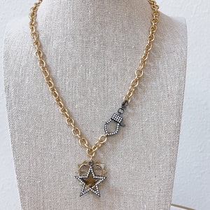Treasure Jewels Star Heart Two Tone Necklace - Be You Boutique