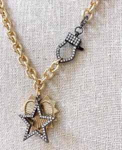 Treasure Jewels Star Heart Two Tone Necklace - Be You Boutique