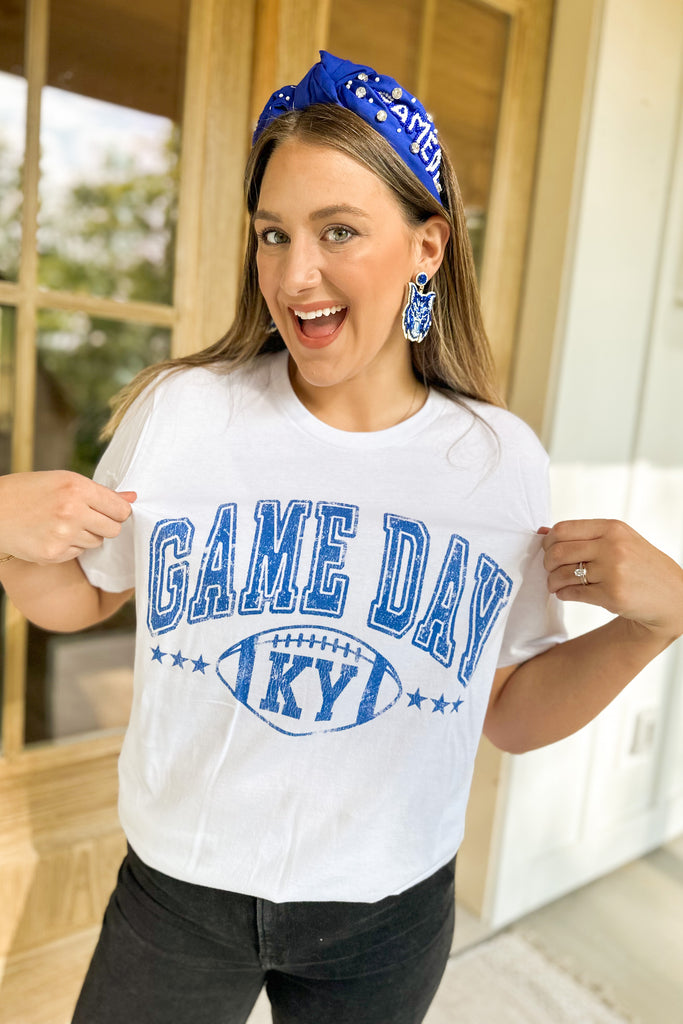 Game Day KY (Kentucky) Oversized Short Sleeve Distressed Graphic Tee - Be You Boutique