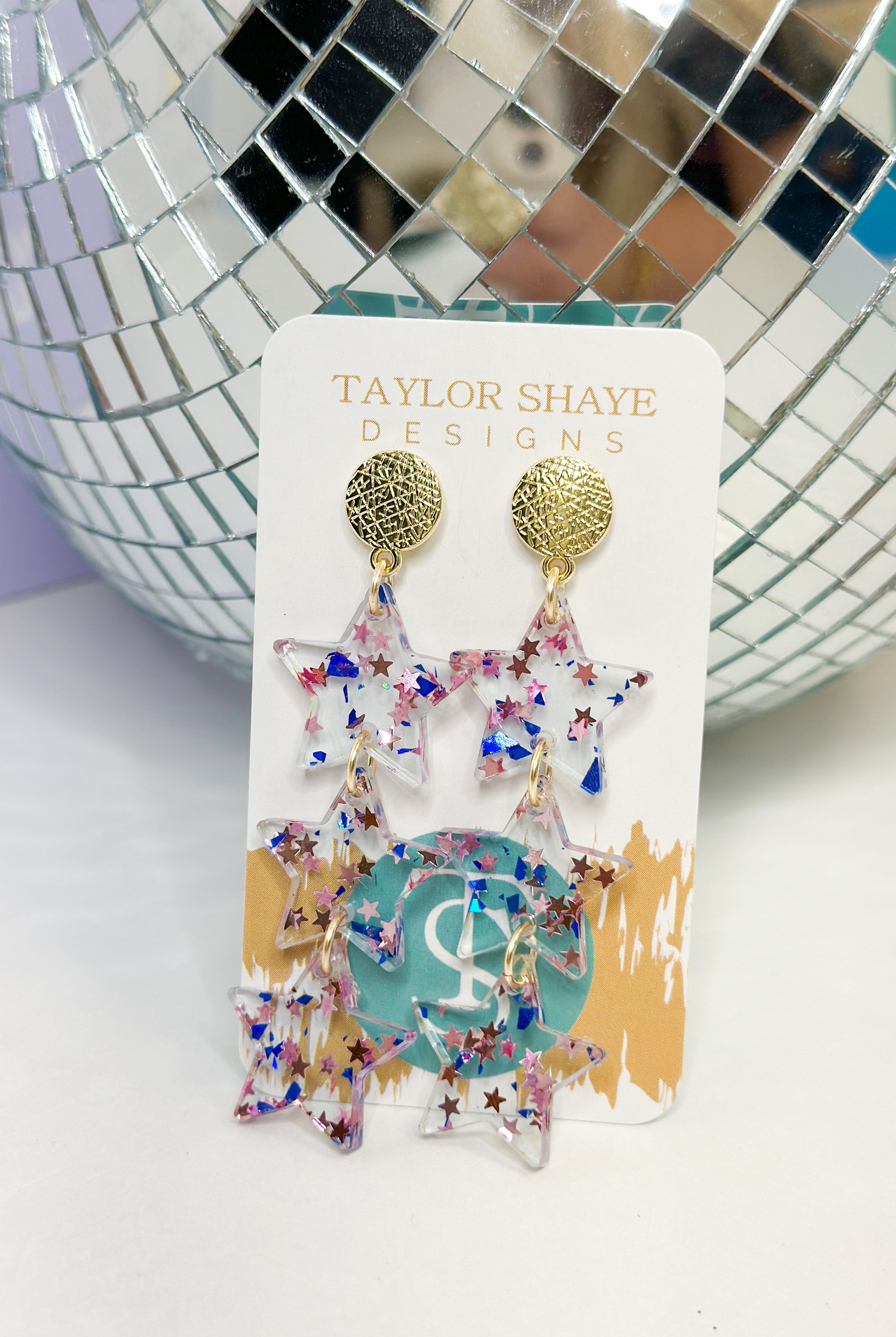 Taylor Shaye Triple Star Acrylic Drops Earrings - Be You Boutique