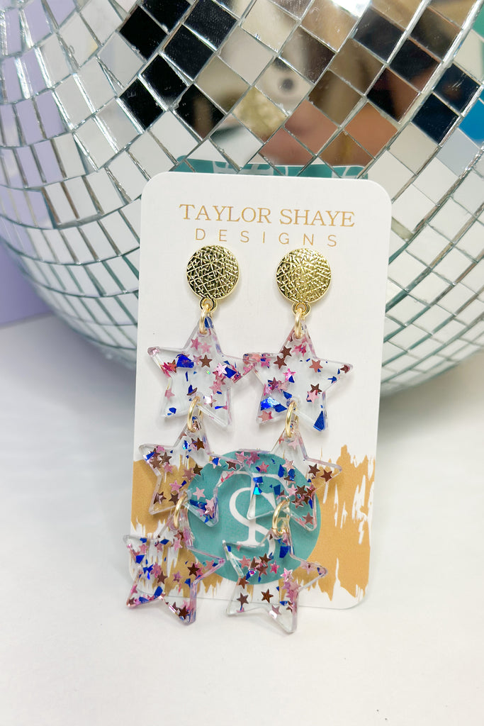 Taylor Shaye Triple Star Acrylic Drops Earrings - Be You Boutique