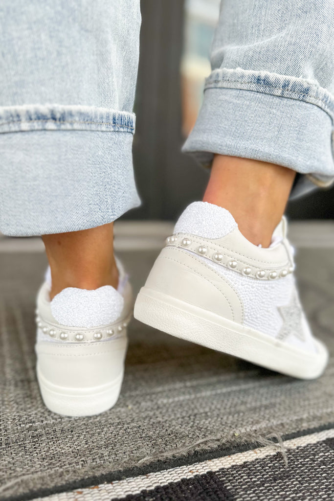 Vintage Havana Perscila White Pearl Detail Mid Top Sneaker - Be You Boutique