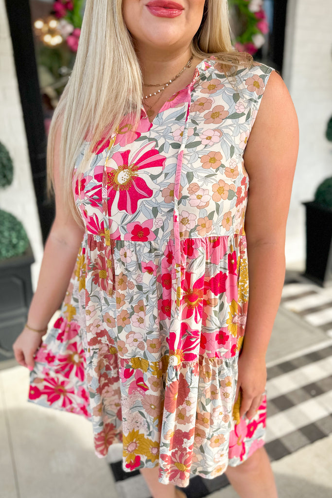 Peter Ruffle Collar Floral Print Dress - Be You Boutique