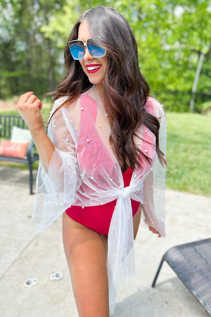 Scarlett Ruffle Sleeve Back Tie One Piece Swimsuit - Be You Boutique