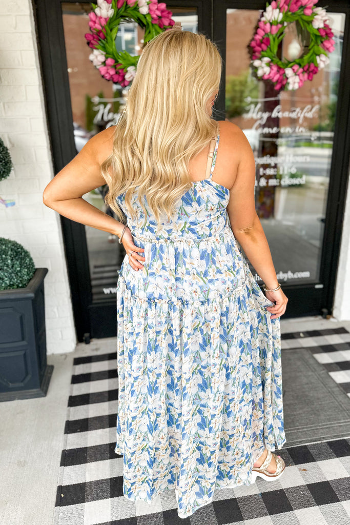 Blair Chiffon Floral Print V Neck Lined Tiered Maxi Dress - Be You Boutique