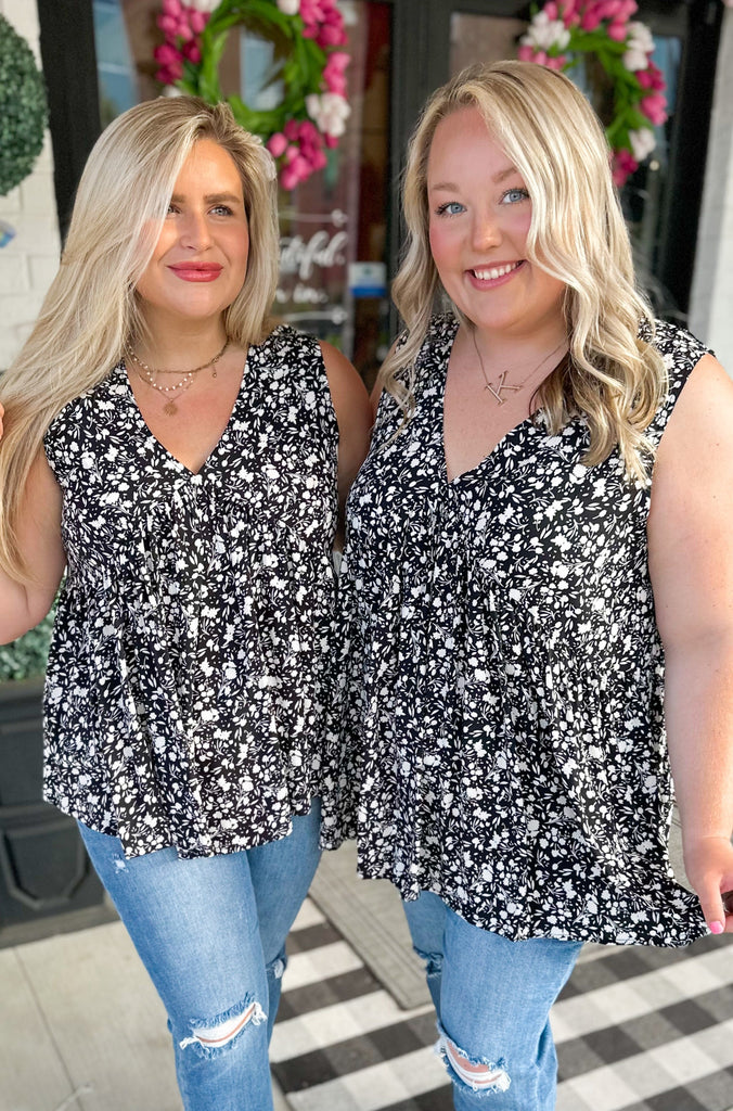 Lancaster V Neck Sleeveless Flower Print Top - Be You Boutique