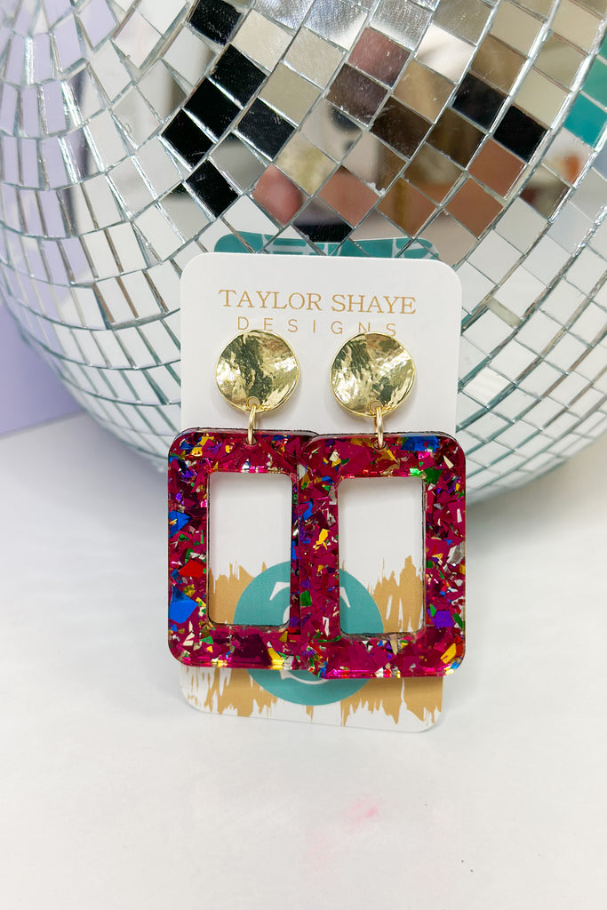 Taylor Shaye Unicorn Acrylic Rectangle Drop Earrings - Be You Boutique