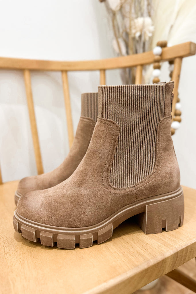 Camden Chunky Lug Boots / Booties in Taupe - Be You Boutique