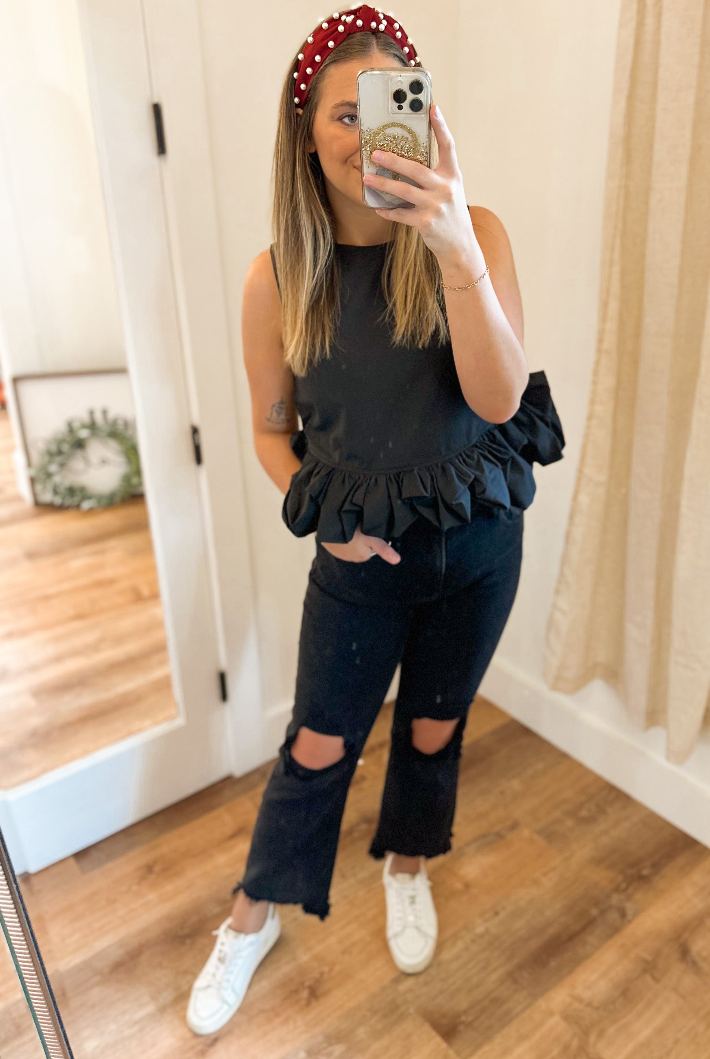 Monroe Sleeveless Top with Ruffled Hem - Be You Boutique