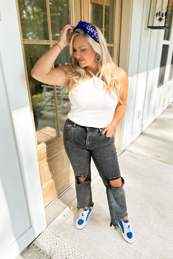 Buster Ribbed Criss Cross Tank Top - Be You Boutique