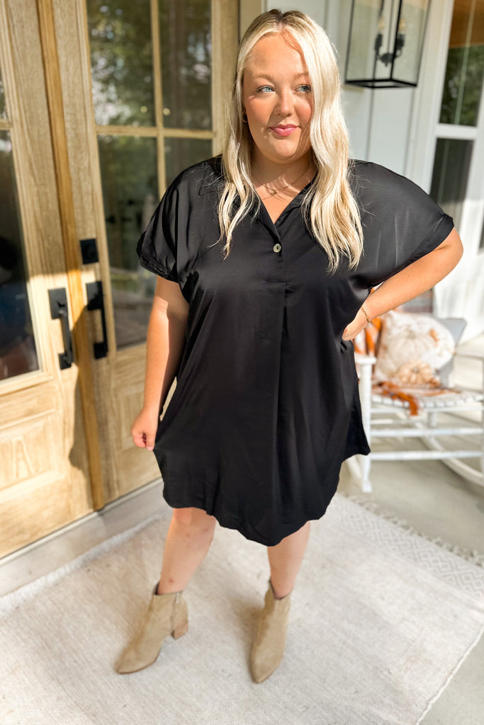Hope Collared Short Sleeve Button Detail Dress - Be You Boutique