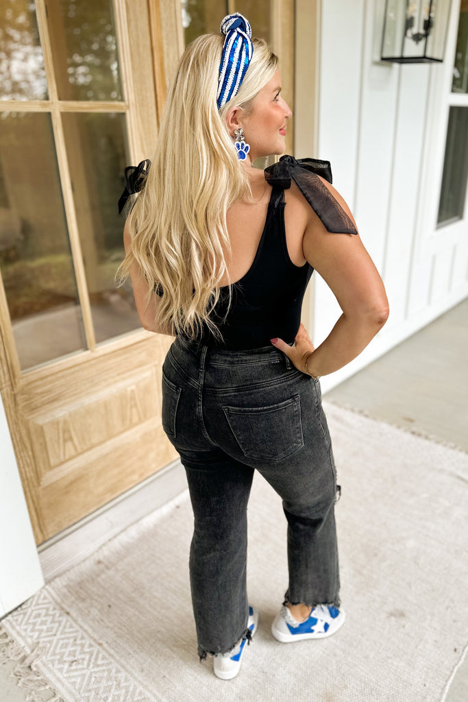 Daya Organza Strap Ribbed Bodysuit Top - Be You Boutique