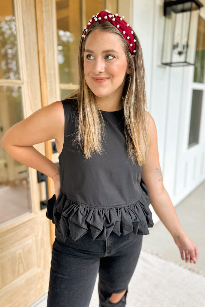 Monroe Sleeveless Top with Ruffled Hem - Be You Boutique
