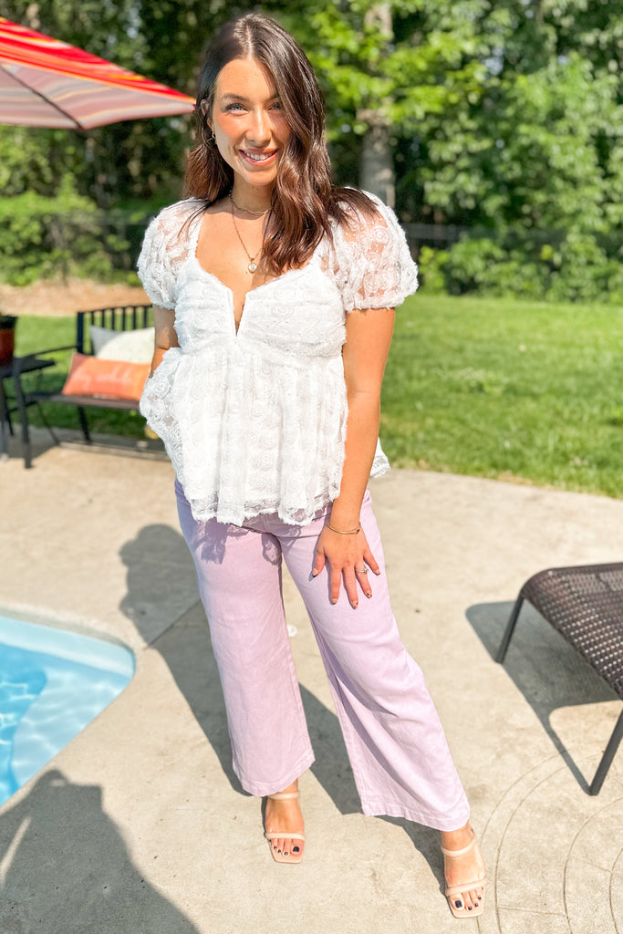 Blanche 3D Floral Applique Peplum Top - Be You Boutique