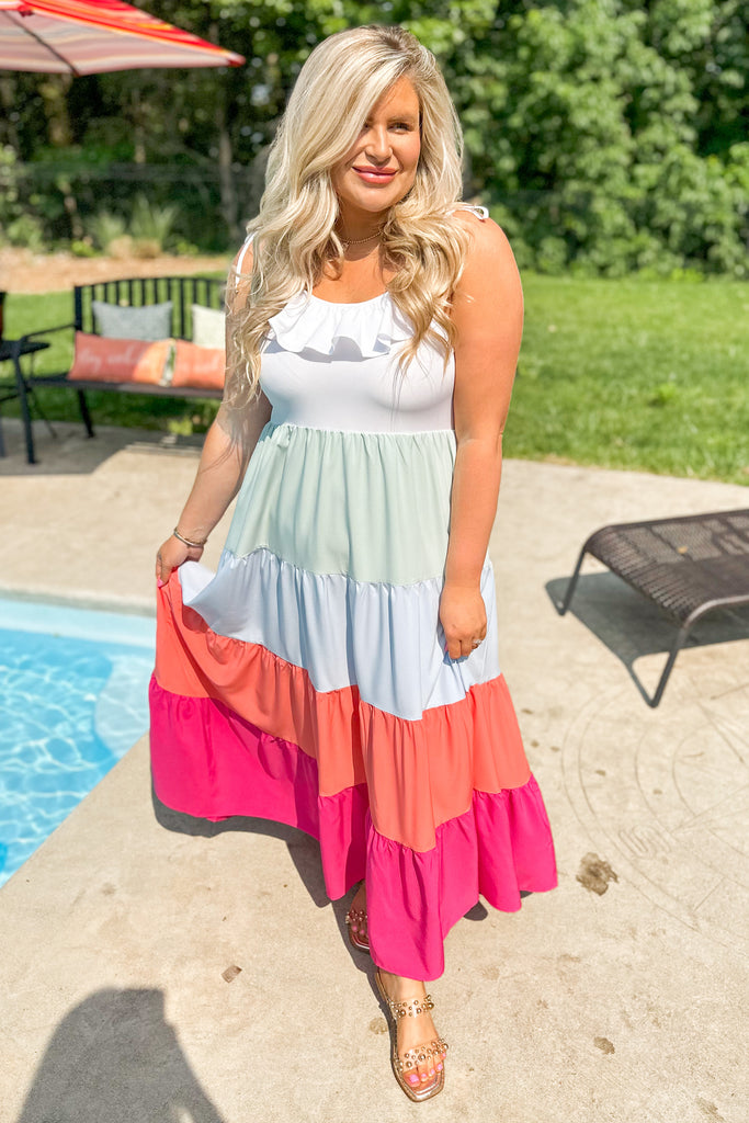 Porter Spaghetti Strap Tiered Midi Dress - Be You Boutique