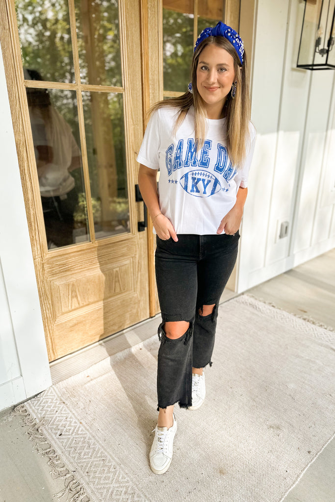 Game Day KY (Kentucky) Oversized Short Sleeve Distressed Graphic Tee - Be You Boutique