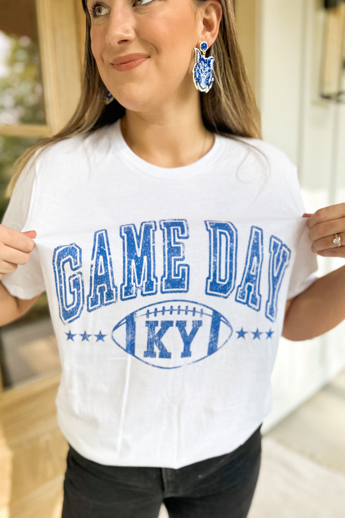 Game Day KY (Kentucky) Oversized Short Sleeve Distressed Graphic Tee - Be You Boutique