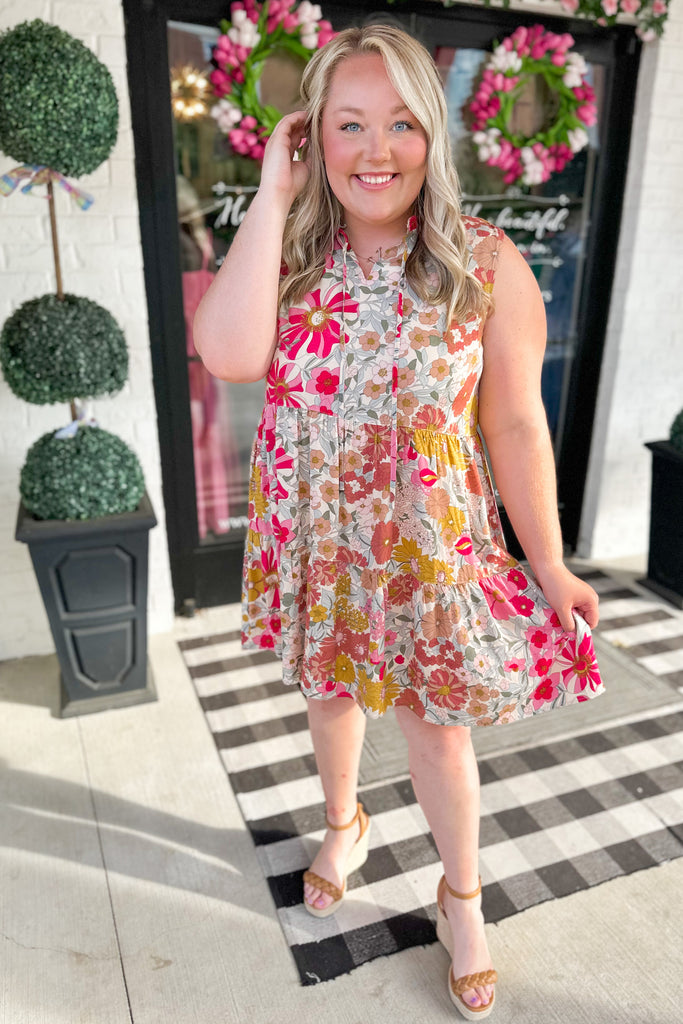 Peter Ruffle Collar Floral Print Dress - Be You Boutique