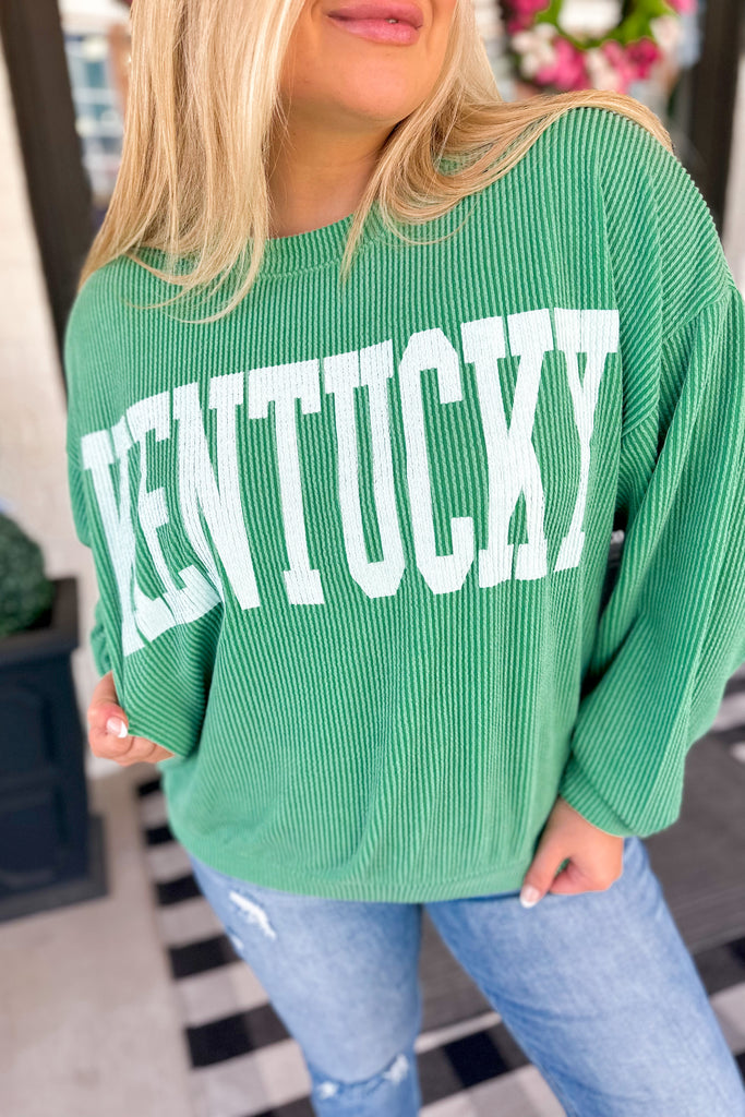 KENTUCKY Kelly Green Long Sleeve Graphic Sweatshirt Top - Be You Boutique