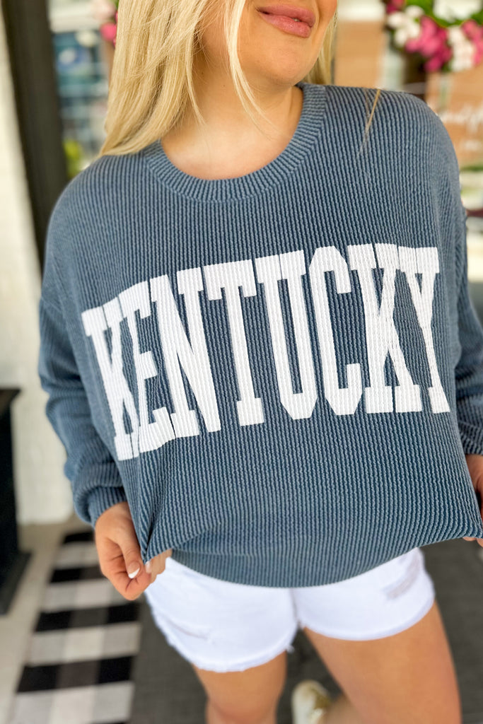KENTUCKY Royal Blue Long Sleeve Graphic Sweatshirt Top - Be You Boutique