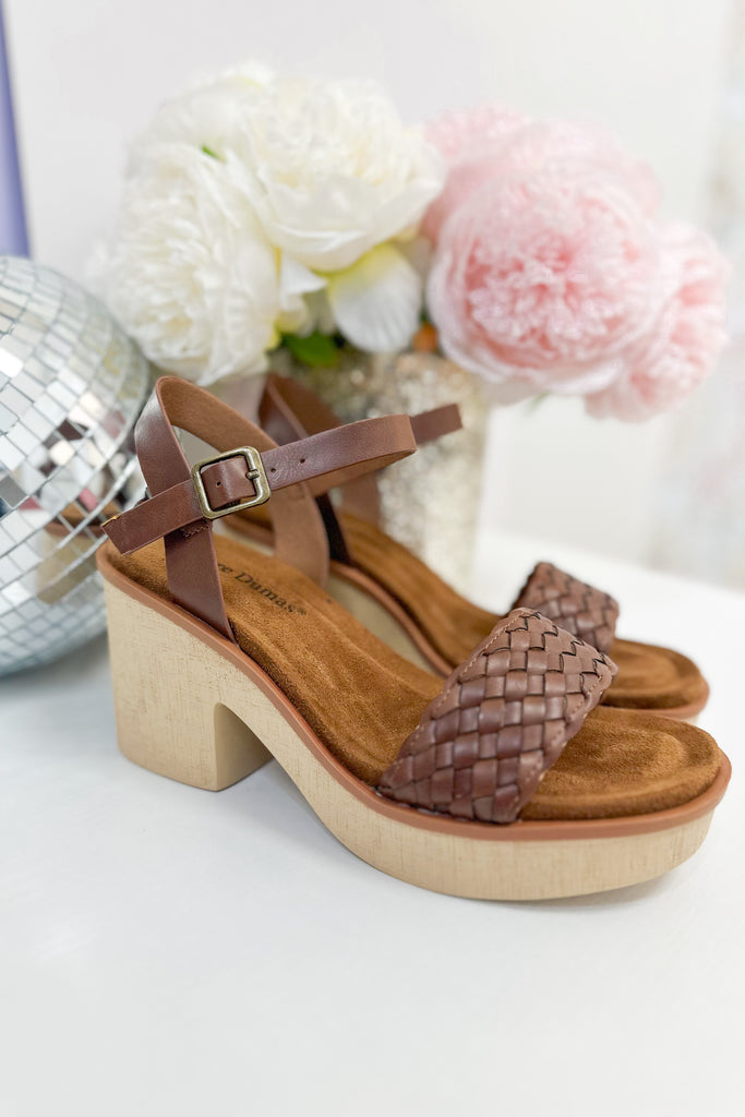Clue Cognac Braided Wedge Sandal with BuckleClosure - Be You Boutique