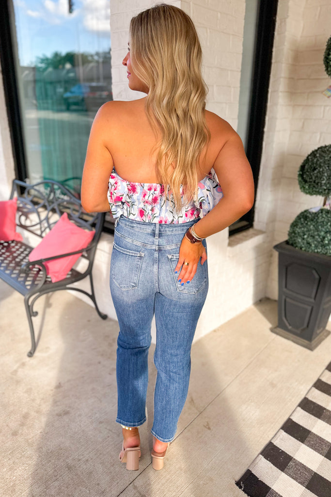 Summer Floral Print Ruffle Detail Tube Top - Be You Boutique