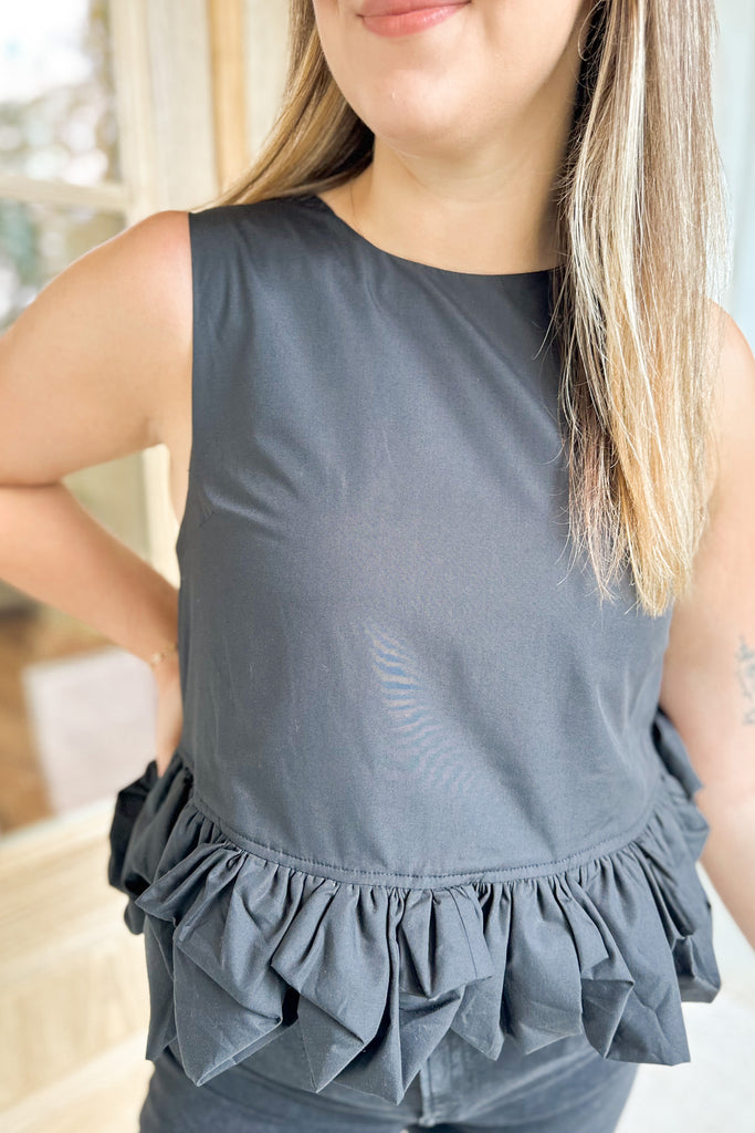 Monroe Sleeveless Top with Ruffled Hem - Be You Boutique