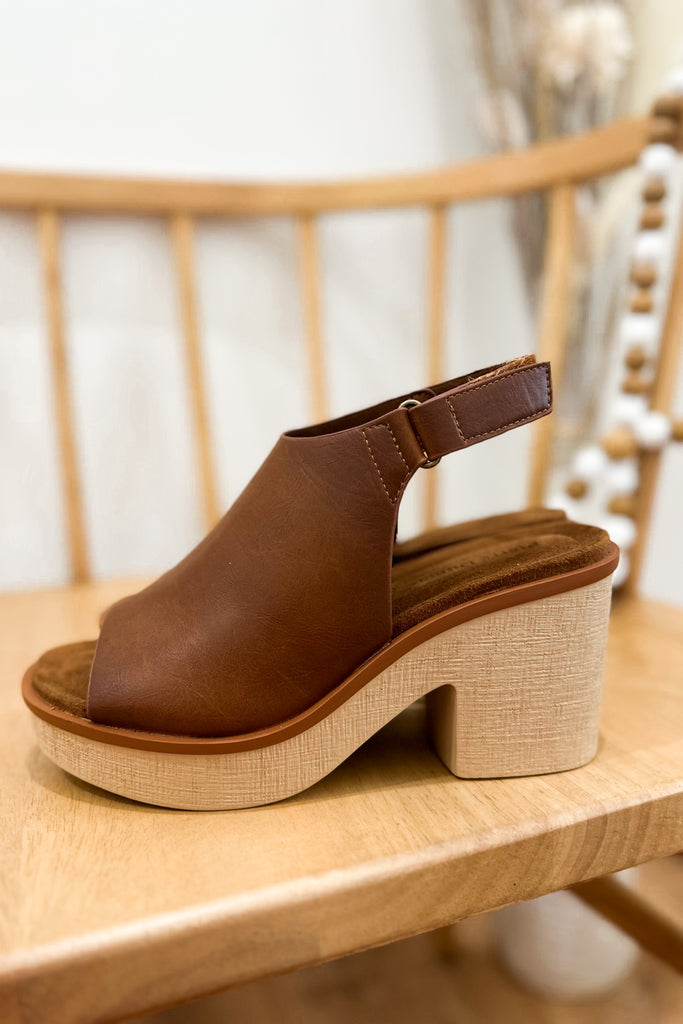 Clue Sling Back Wedge Platform Sandal with Hook and Loop Closure - Be You Boutique