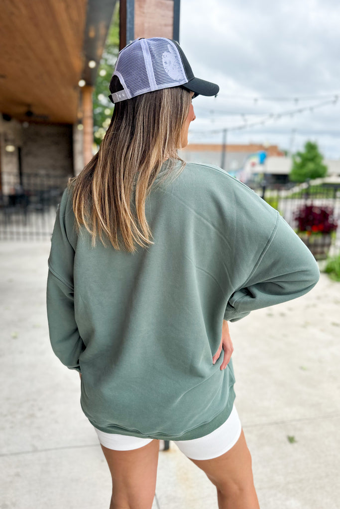 Joce Washed Fleece Oversize Cotton Sweatshirt Crewneck Top - Be You Boutique